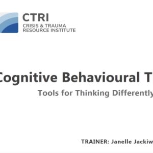 Image of webinar slide for the Cognitive Behavioural Therapy webinar with Janelle Jackiw