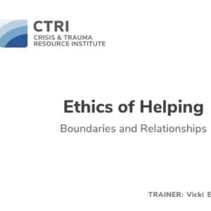 Image of webinar slide for the Ethics of Helping webinar with Vicki Enns