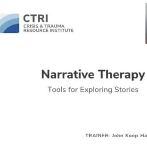 Image of webinar slide for Narrative Therapy webinar with John Koop Harder
