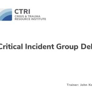 Image of webinar slide for the Critical Incident Group Debriefing webinar with John Koop Harder.