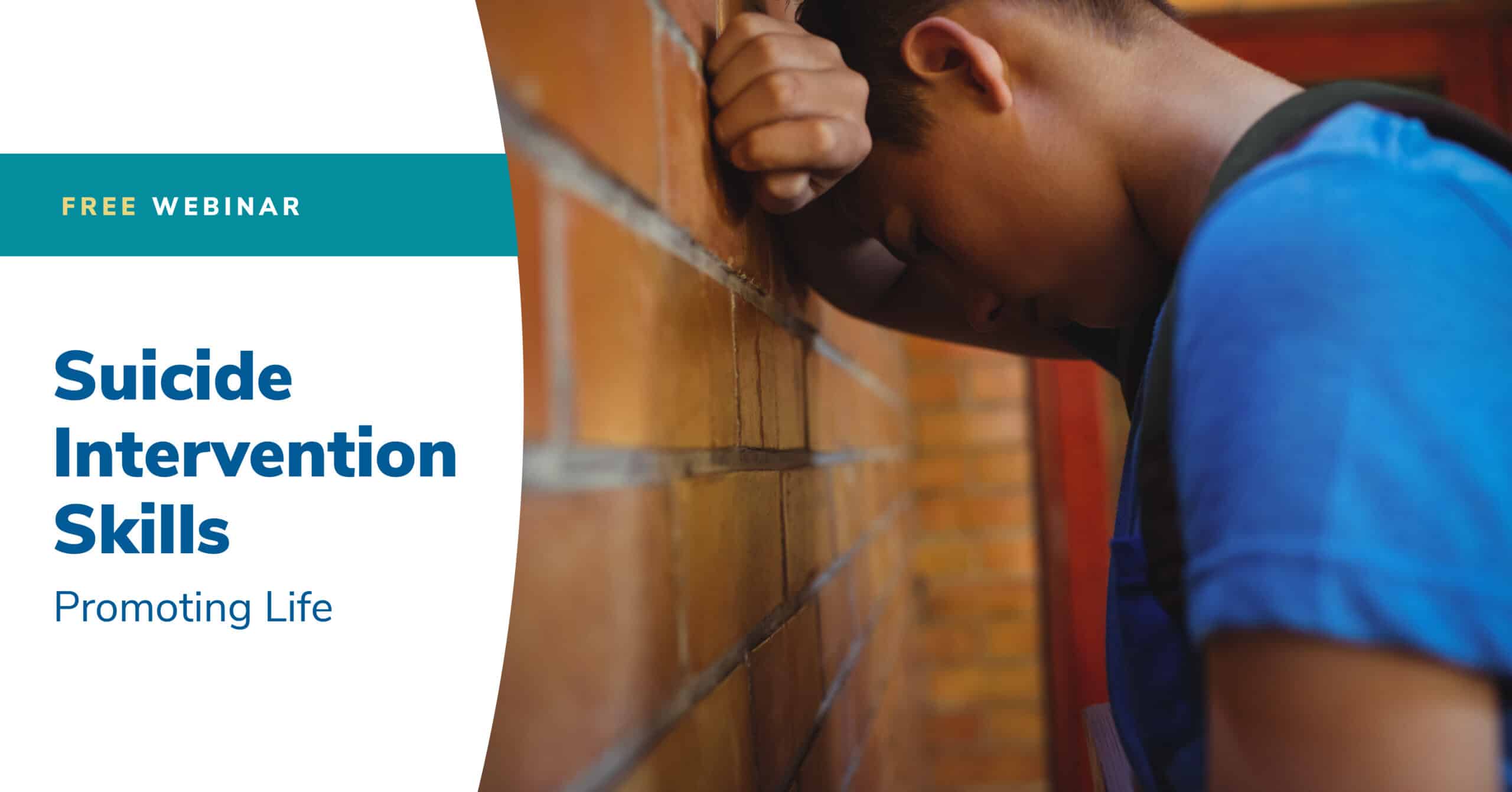 Photo of a young student looking upset and resting his head against the wall. For CTRI's Suicide Intervention Skills - Promoting Life free webinar.