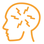 Orange icon for trauma of head with brain