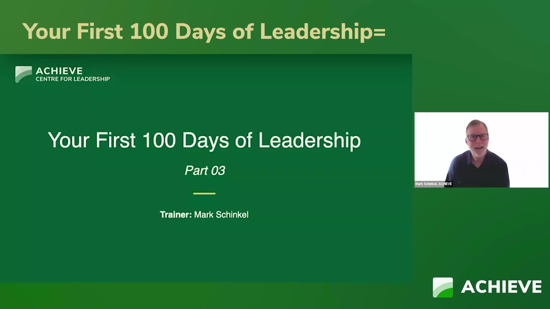  Your First 100 Days of Leadership – Part 3 of 3 Product Image