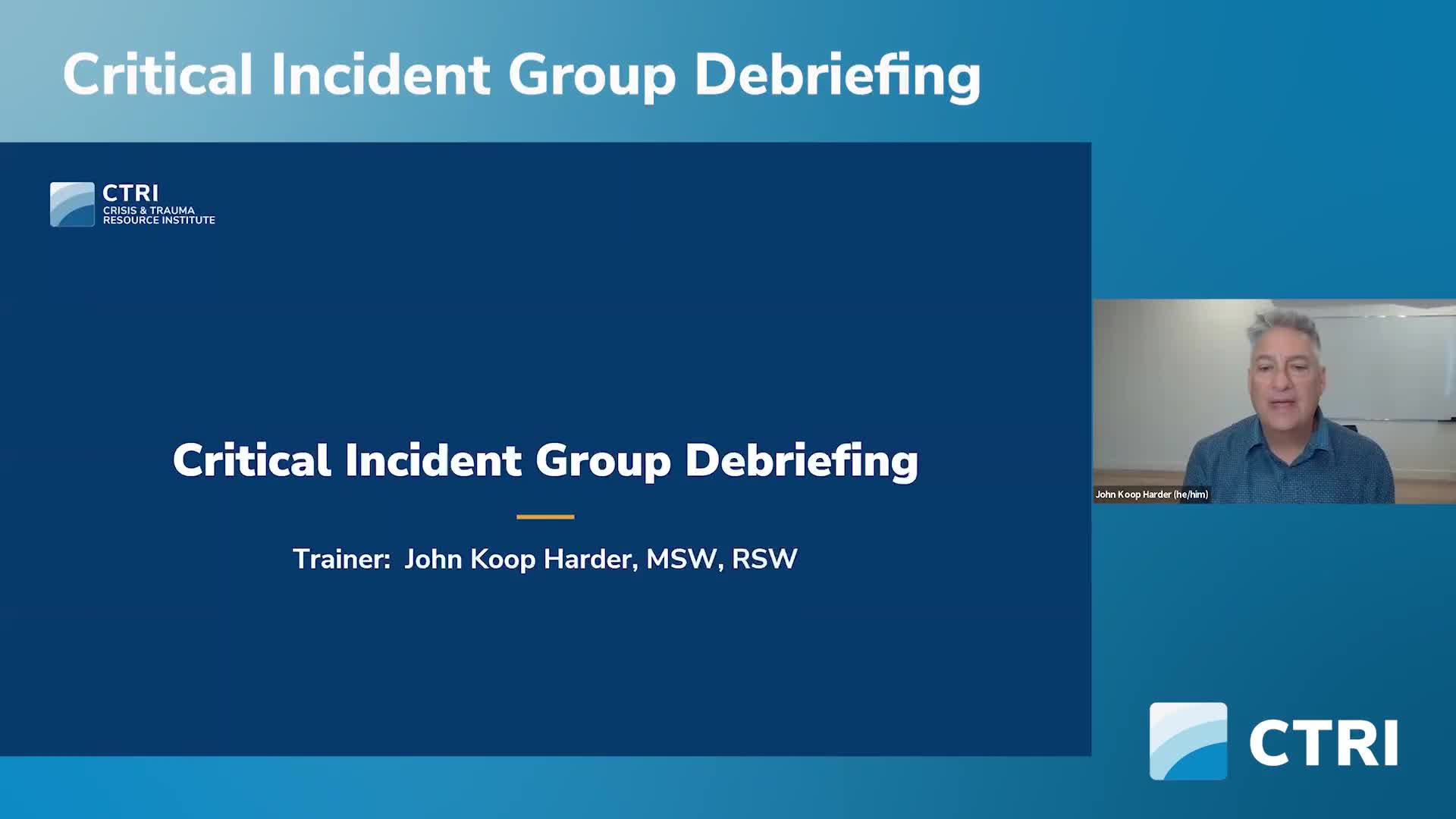 Critical Incident Group Debriefing Part 1 of 1 Product Image