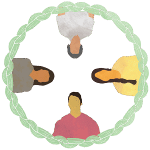 Giwiiidabindimin image of people in circle of sweetgrass