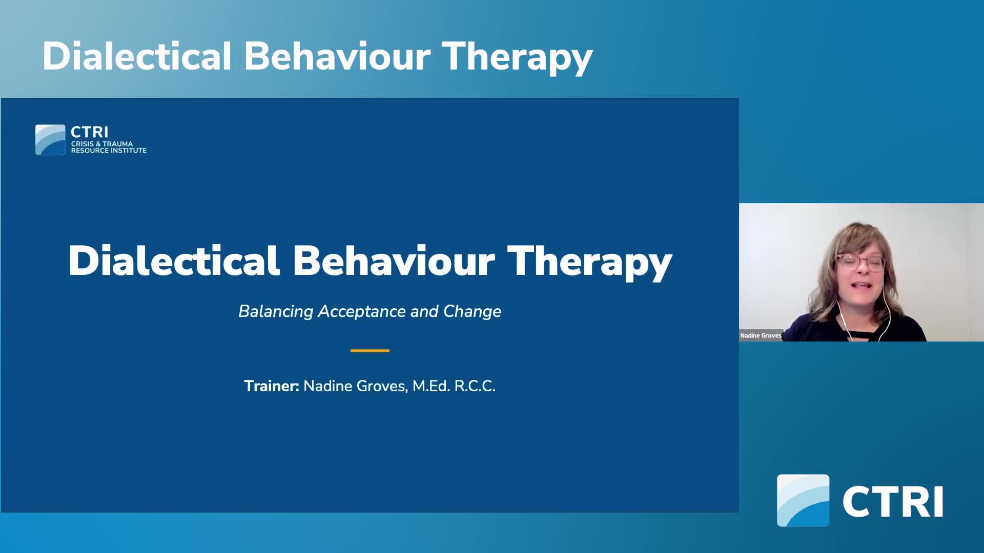Dialectical Behaviour Therapy Part 1 of 1