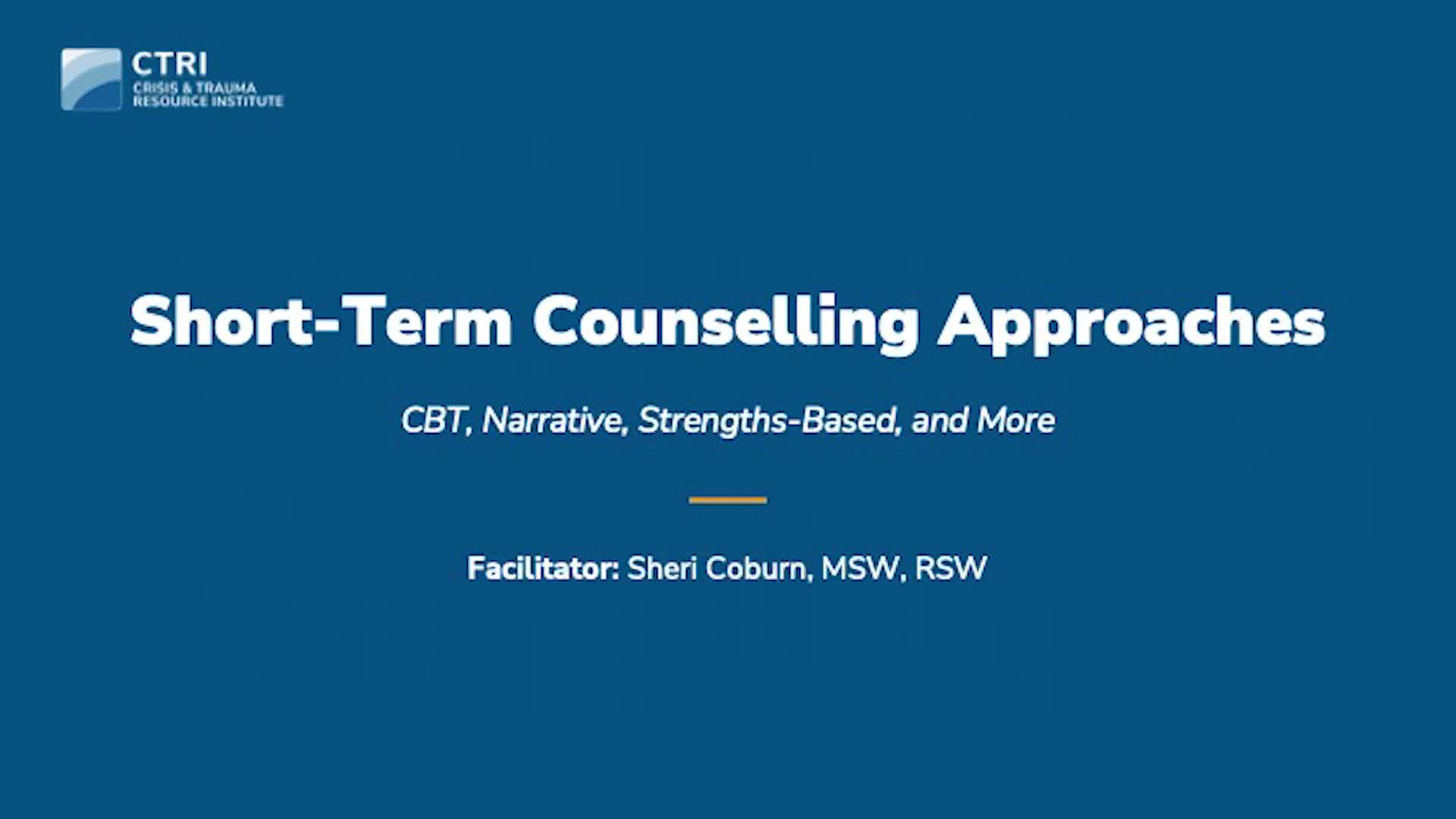 Short-Term Counselling Approaches Part 1 of 4 Product Image
